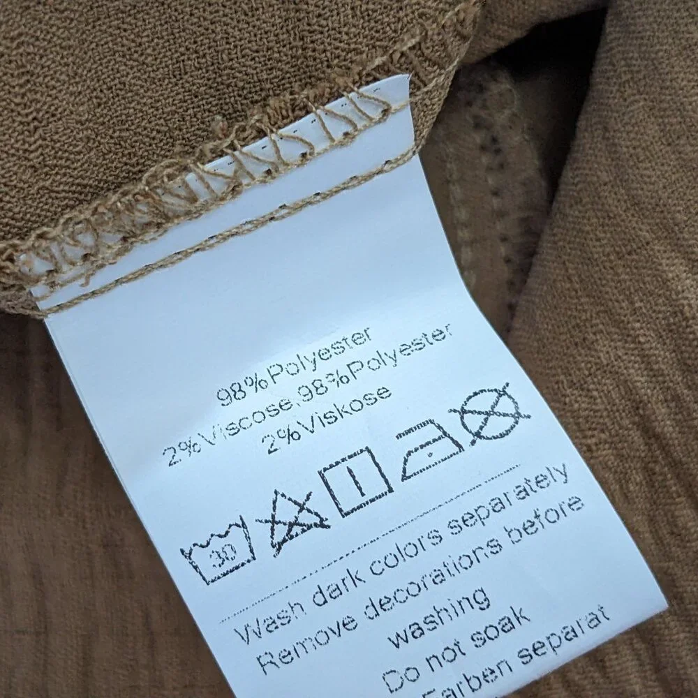 NWT Grace Karin Beige Sleeveless Summer Textured Midi Dress Belted Buttons XL - Picture 13 of 13